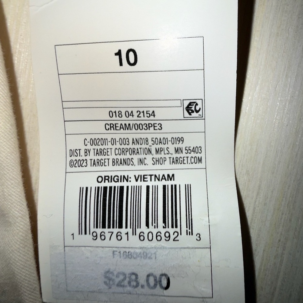 A New Day Womens High-Rise Straight Relaxed Hip Thigh Pants Cream 10R NWT - Picture 5 of 10